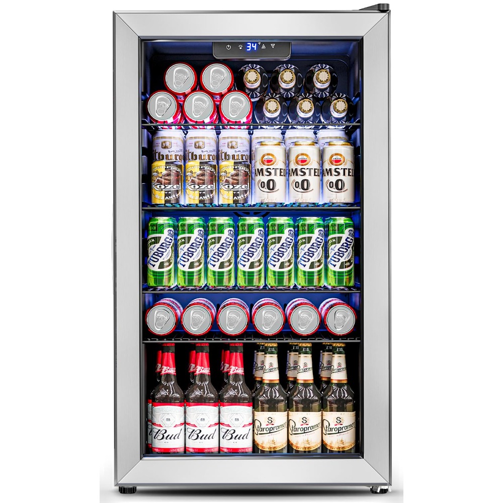 Wine Beer Mini Fridge - 3.2 Cu.Ft Mini Fridge with Glass
