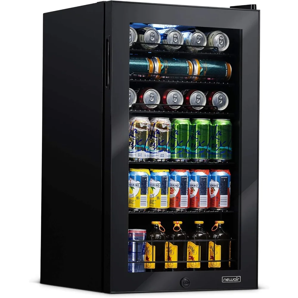 Wine Beer Mini Fridge - 126 Can Beverage Refrigerator, Glass Door