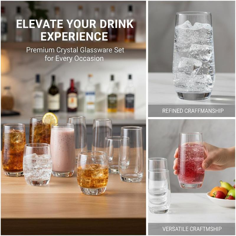 Glassware Collection 16-Piece  - đánh giá và giá Wine Beer Mixed Drinks