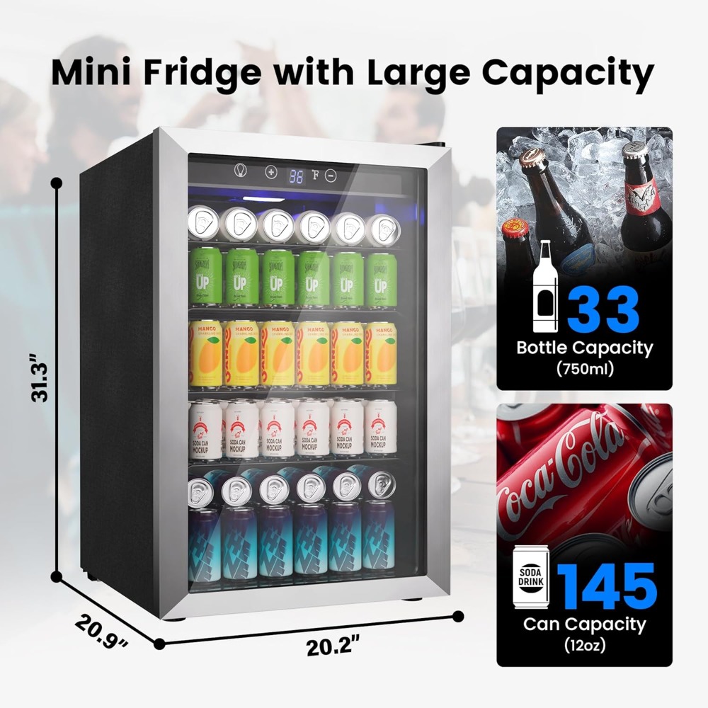 145 Can Mini Fridge Glass Door - đánh giá và giá Wine Beer Mini Fridge